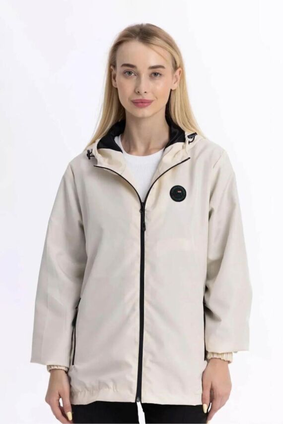 D1fference İçi Astarlı Cepli Kapüşonlu Jel Elyaflı Su ve Rügar Geçirmez Kadın Yağmurluk - 1