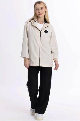 D1fference İçi Astarlı Cepli Kapüşonlu Jel Elyaflı Su ve Rügar Geçirmez Kadın Yağmurluk - 4