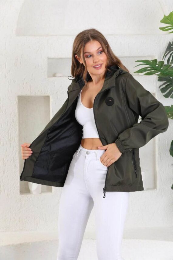 D1fference İçi Astarlı Cepli Kapüşonlu Jel Elyaflı Su ve Rügar Geçirmez Kadın Yağmurluk - 27