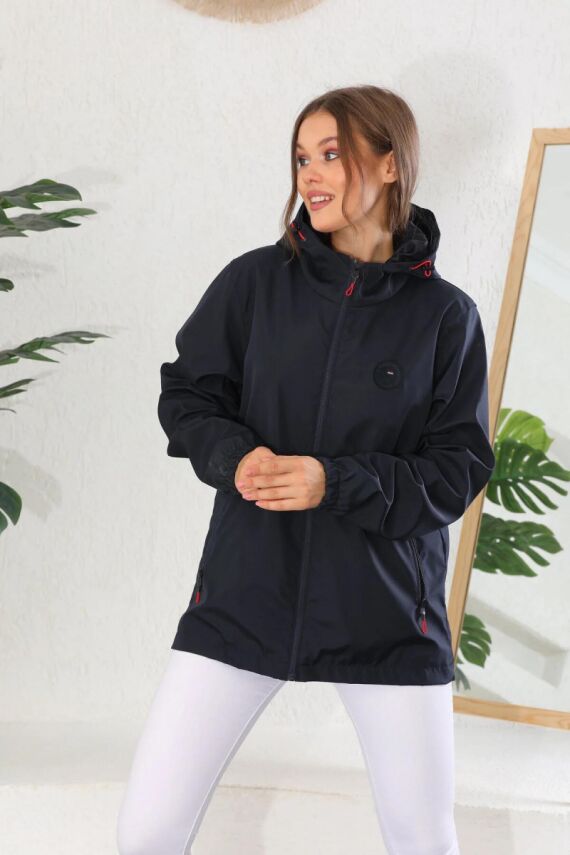 İçi Astarlı Su ve Rüzgar Geçirmez Cepli Kadın Yağmurluk - 7