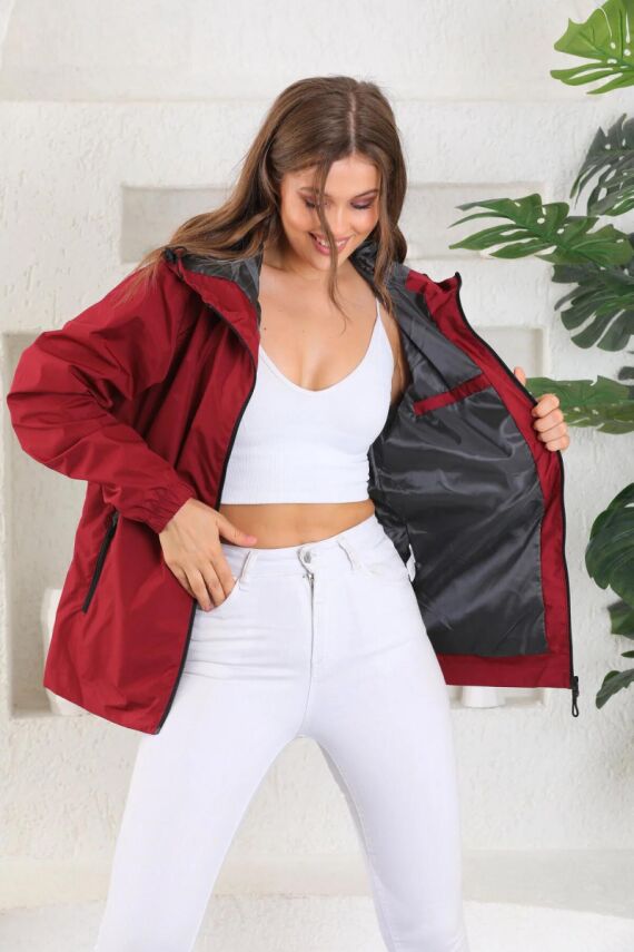 İçi Astarlı Su ve Rüzgar Geçirmez Cepli Kadın Yağmurluk - 15