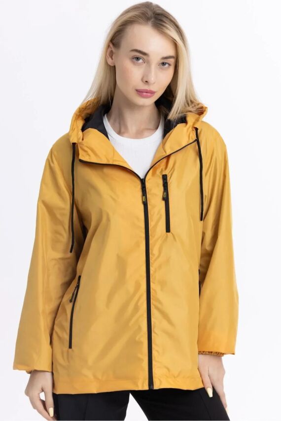 İçi Astarlı Su ve Rüzgar Geçirmez Cepli Kadın Yağmurluk - 7