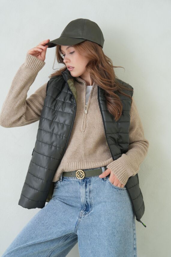 İçi Astarlı Su ve Rüzgar Geçirmez Cepli Kadın Yelek - 8