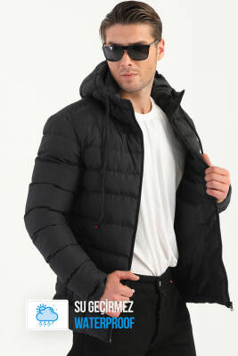 İçi Astarlı Su ve Rüzgar Geçirmez Cepli Kapüşonlu Erkek Mont - 7
