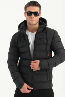 İçi Astarlı Su ve Rüzgar Geçirmez Cepli Kapüşonlu Erkek Mont - 8