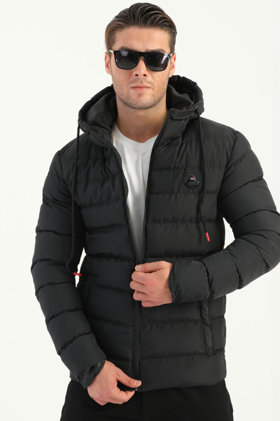 İçi Astarlı Su ve Rüzgar Geçirmez Cepli Kapüşonlu Erkek Mont - 8