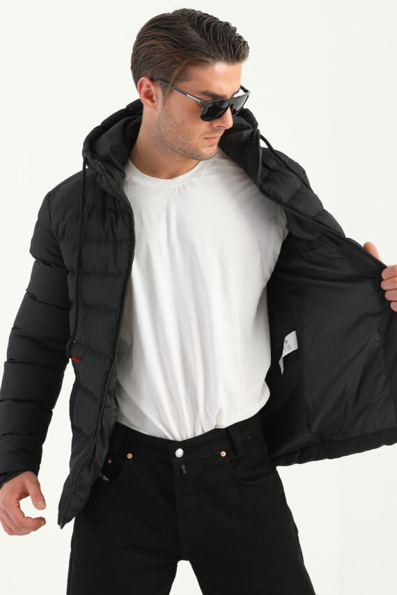 İçi Astarlı Su ve Rüzgar Geçirmez Cepli Kapüşonlu Erkek Mont - 9