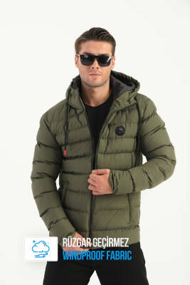 İçi Astarlı Su ve Rüzgar Geçirmez Cepli Kapüşonlu Erkek Mont - 14