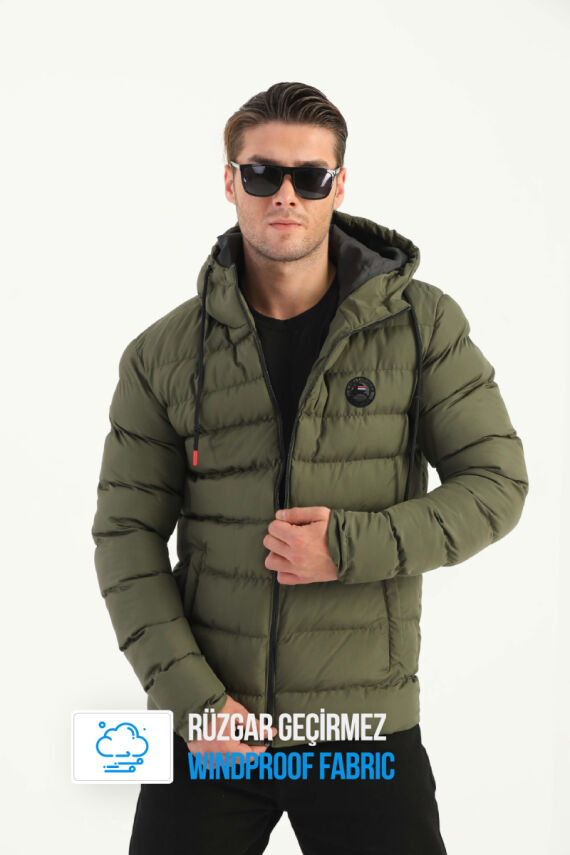 İçi Astarlı Su ve Rüzgar Geçirmez Cepli Kapüşonlu Erkek Mont - 14