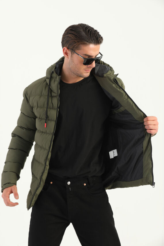 İçi Astarlı Su ve Rüzgar Geçirmez Cepli Kapüşonlu Erkek Mont - 15