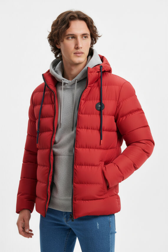 İçi Astarlı Su ve Rüzgar Geçirmez Cepli Kapüşonlu Erkek Mont - 20