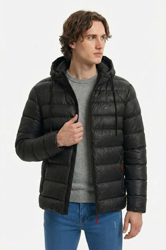 D1fference İçi Astarlı Cepli Kapüşonlu Jel Elyaflı Su ve Rügar Geçirmez Erkek Kışlık Mont - 3