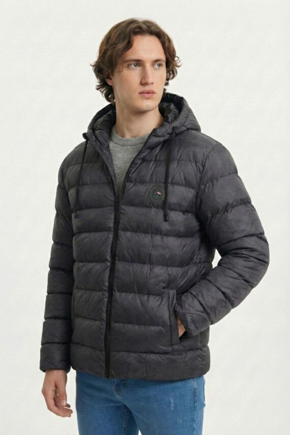 D1fference İçi Astarlı Cepli Kapüşonlu Jel Elyaflı Su ve Rügar Geçirmez Erkek Kışlık Mont - 7