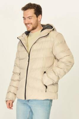 İçi Astarlı Su ve Rüzgar Geçirmez Cepli Kapüşonlu Erkek Mont - 4