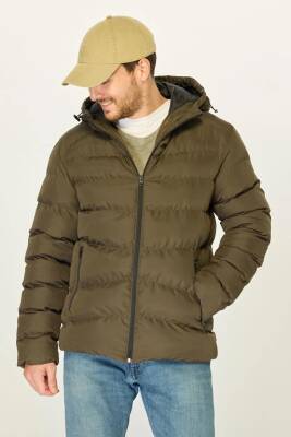 İçi Astarlı Su ve Rüzgar Geçirmez Cepli Kapüşonlu Erkek Mont - 10