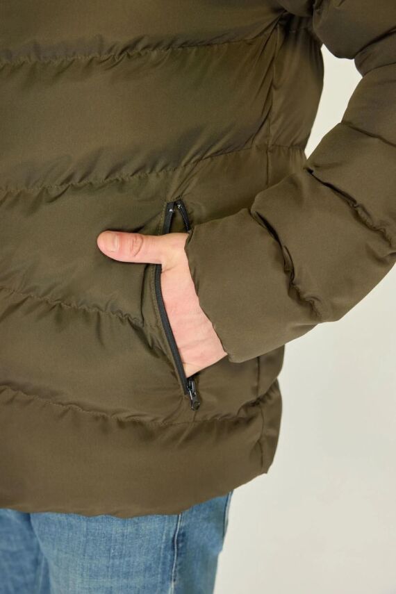 İçi Astarlı Su ve Rüzgar Geçirmez Cepli Kapüşonlu Erkek Mont - 11