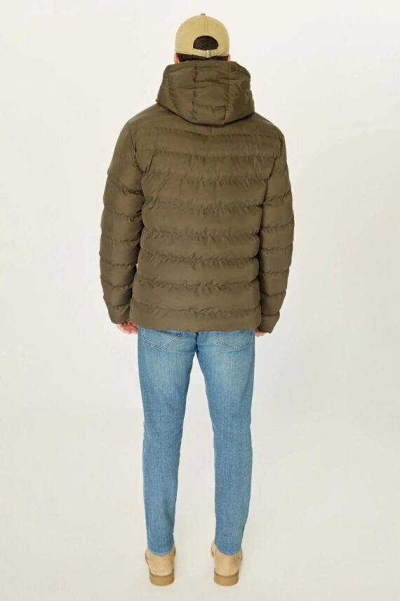 İçi Astarlı Su ve Rüzgar Geçirmez Cepli Kapüşonlu Erkek Mont - 12