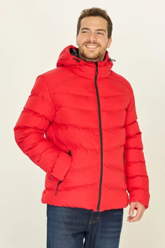 İçi Astarlı Su ve Rüzgar Geçirmez Cepli Kapüşonlu Erkek Mont - 14