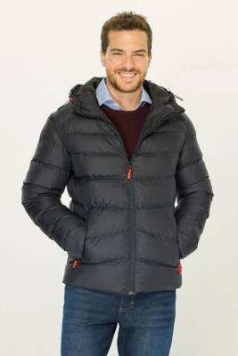 İçi Astarlı Su ve Rüzgar Geçirmez Cepli Kapüşonlu Erkek Mont - 19