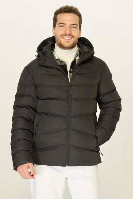 İçi Astarlı Su ve Rüzgar Geçirmez Cepli Kapüşonlu Erkek Mont - 25