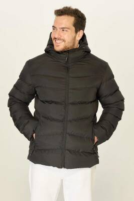 İçi Astarlı Su ve Rüzgar Geçirmez Cepli Kapüşonlu Erkek Mont - 26