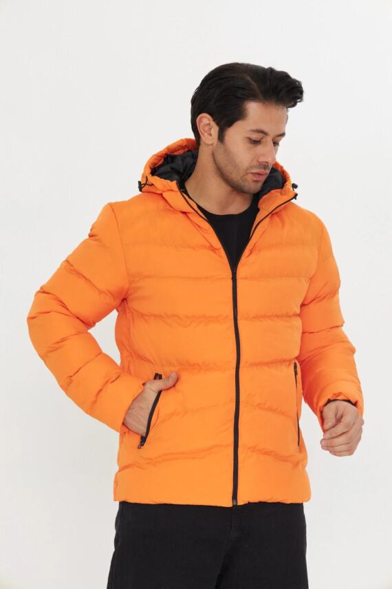 İçi Astarlı Su ve Rüzgar Geçirmez Cepli Kapüşonlu Erkek Mont - 32