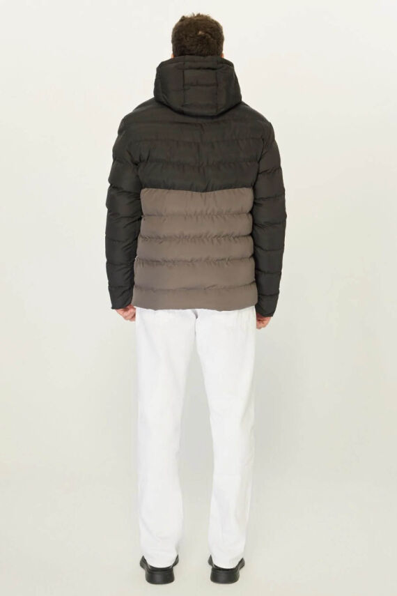 İçi Astarlı Su ve Rüzgar Geçirmez Cepli Kapüşonlu Erkek Mont - 6