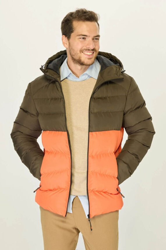 İçi Astarlı Su ve Rüzgar Geçirmez Cepli Kapüşonlu Erkek Mont - 7