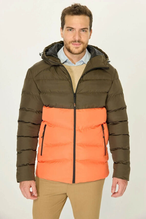 İçi Astarlı Su ve Rüzgar Geçirmez Cepli Kapüşonlu Erkek Mont - 8