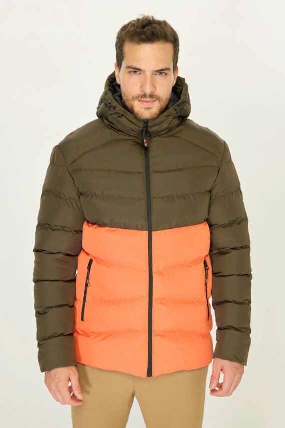 İçi Astarlı Su ve Rüzgar Geçirmez Cepli Kapüşonlu Erkek Mont - 9