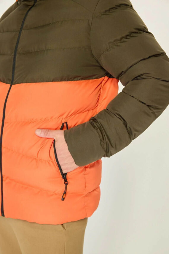 İçi Astarlı Su ve Rüzgar Geçirmez Cepli Kapüşonlu Erkek Mont - 11