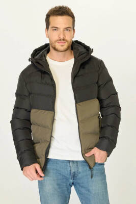 İçi Astarlı Su ve Rüzgar Geçirmez Cepli Kapüşonlu Erkek Mont - 13