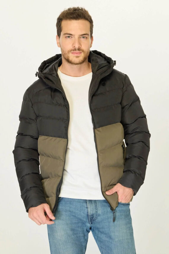 İçi Astarlı Su ve Rüzgar Geçirmez Cepli Kapüşonlu Erkek Mont - 13