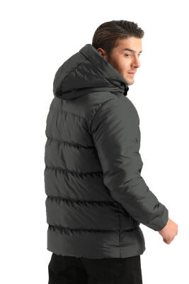 İçi Astarlı Su ve Rüzgar Geçirmez Cepli Kapüşonlu Erkek Mont - 11