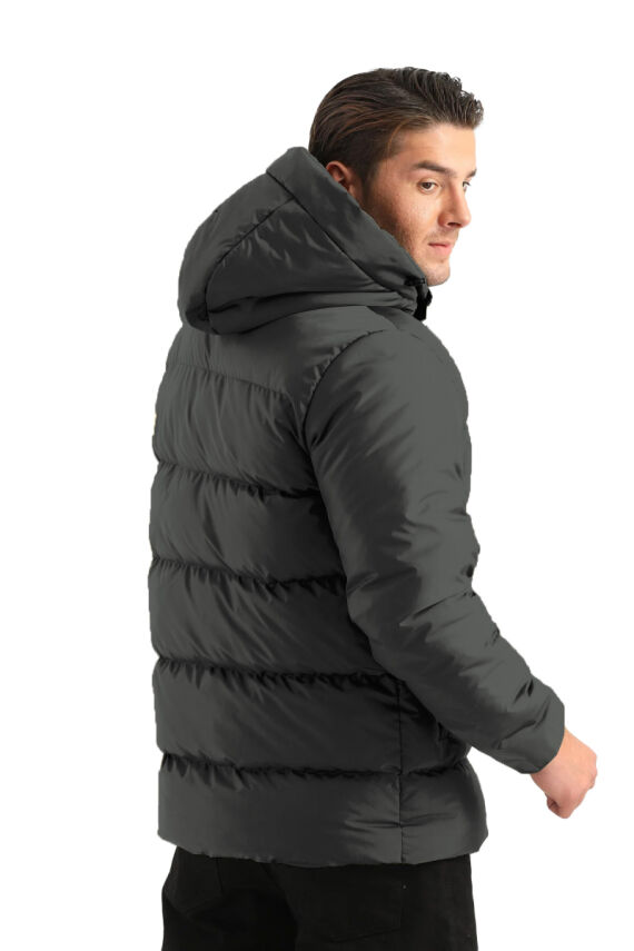 İçi Astarlı Su ve Rüzgar Geçirmez Cepli Kapüşonlu Erkek Mont - 11