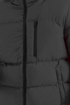 İçi Astarlı Su ve Rüzgar Geçirmez Cepli Kapüşonlu Erkek Mont - 12