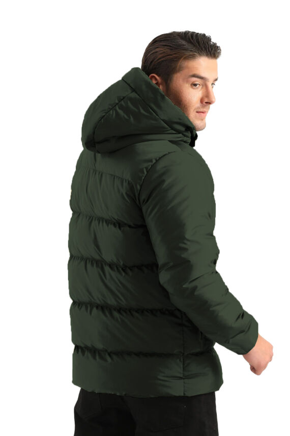 İçi Astarlı Su ve Rüzgar Geçirmez Cepli Kapüşonlu Erkek Mont - 16