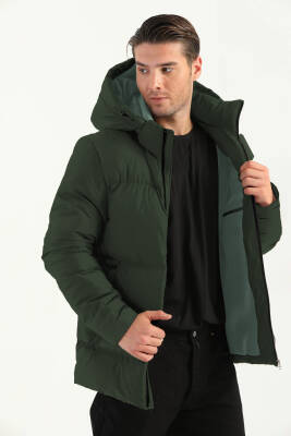 İçi Astarlı Su ve Rüzgar Geçirmez Cepli Kapüşonlu Erkek Mont - 14