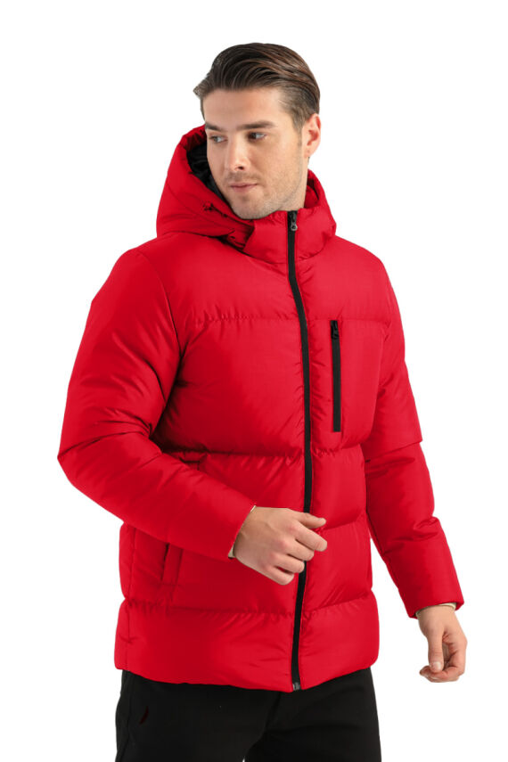 İçi Astarlı Su ve Rüzgar Geçirmez Cepli Kapüşonlu Erkek Mont - 18