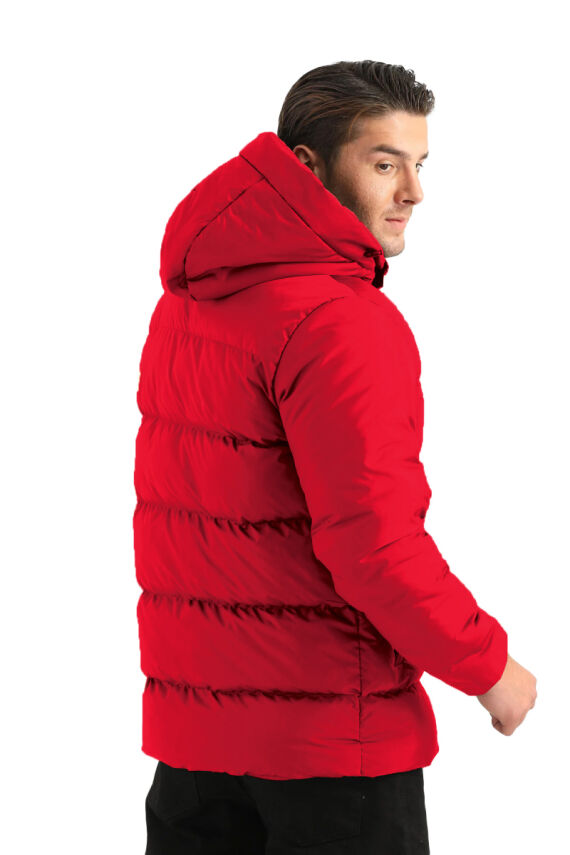 İçi Astarlı Su ve Rüzgar Geçirmez Cepli Kapüşonlu Erkek Mont - 21