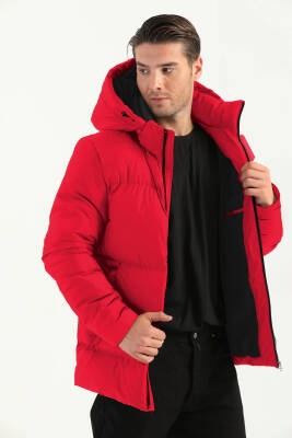 İçi Astarlı Su ve Rüzgar Geçirmez Cepli Kapüşonlu Erkek Mont - 20