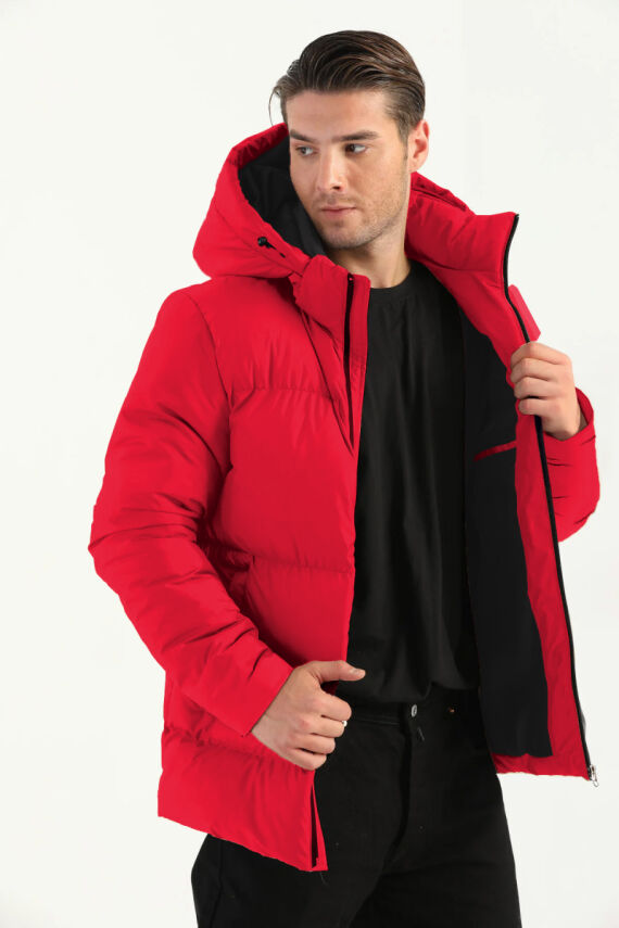 İçi Astarlı Su ve Rüzgar Geçirmez Cepli Kapüşonlu Erkek Mont - 20