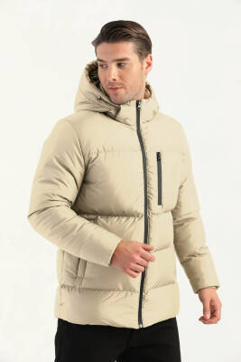 İçi Astarlı Su ve Rüzgar Geçirmez Cepli Kapüşonlu Erkek Mont - 23