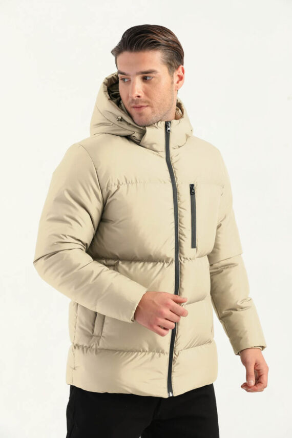 İçi Astarlı Su ve Rüzgar Geçirmez Cepli Kapüşonlu Erkek Mont - 23