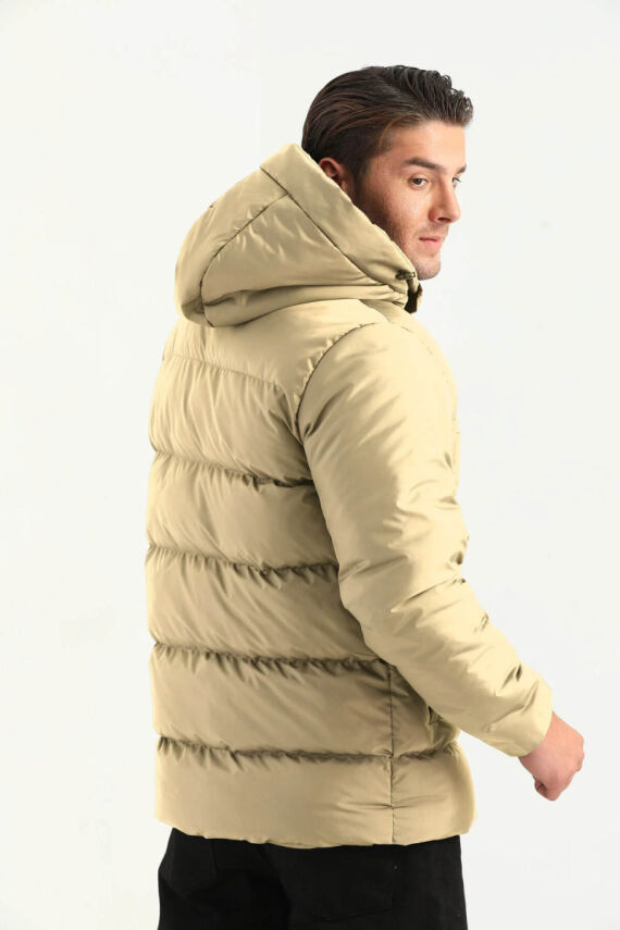 İçi Astarlı Su ve Rüzgar Geçirmez Cepli Kapüşonlu Erkek Mont - 27