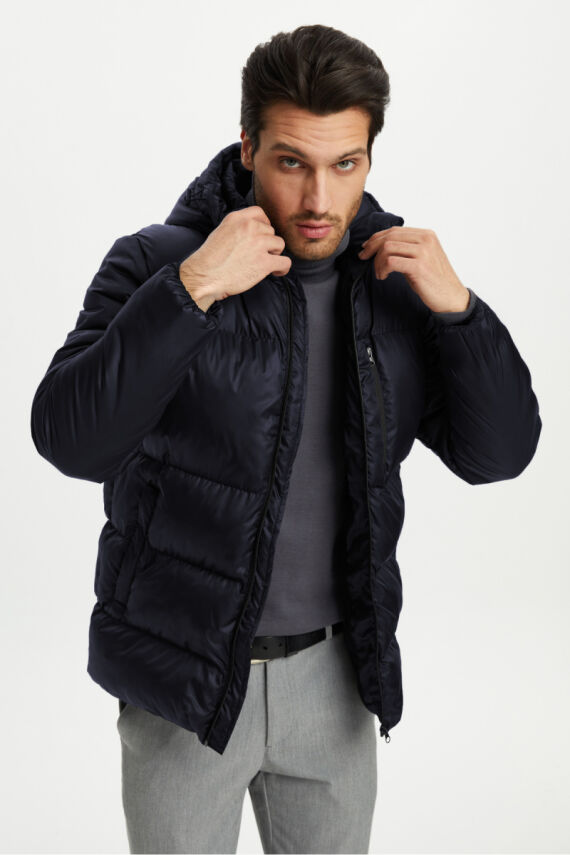 İçi Astarlı Su ve Rüzgar Geçirmez Cepli Kapüşonlu Erkek Mont - 28