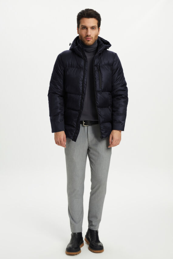 İçi Astarlı Su ve Rüzgar Geçirmez Cepli Kapüşonlu Erkek Mont - 31