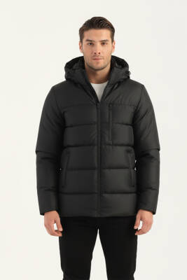 İçi Astarlı Su ve Rüzgar Geçirmez Cepli Kapüşonlu Erkek Mont - 3