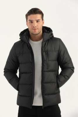 İçi Astarlı Su ve Rüzgar Geçirmez Cepli Kapüşonlu Erkek Mont - 5