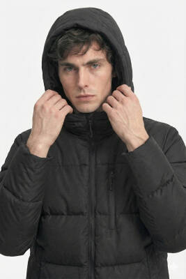 D1fference İçi Astarlı Cepli Kapüşonlu Jel Elyaflı Su ve Rügar Geçirmez Erkek Kışlık Mont - 4